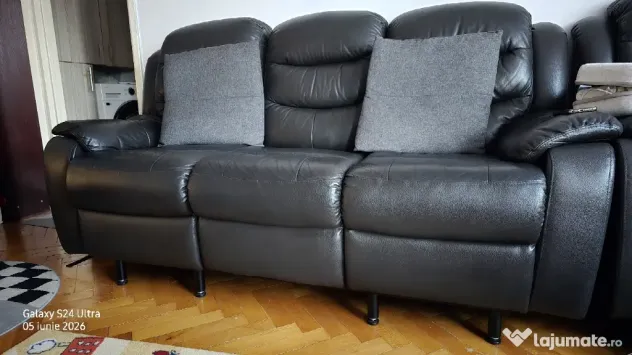 Set canapea 3 locuri 2 locuri recliner + 2 fotolii recliner