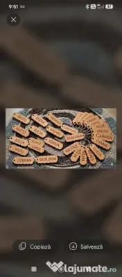 Brelocuri Nume Gravate pe Lemn – Cadou Personalizat și Mărturii