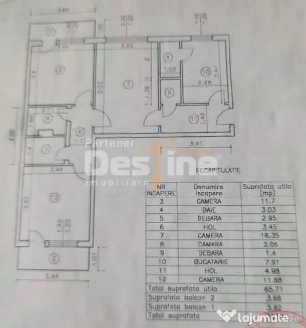 Apartament de vânzare, zona PODU ROȘ, 3 camere, semidecoma