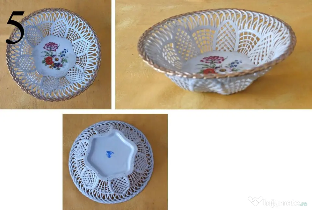Obiecte portelan fin model floral vintage, hand-made