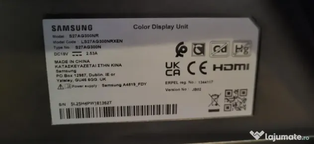 Monitor Samsung Odyssey G3 S27AG300NR (27”)