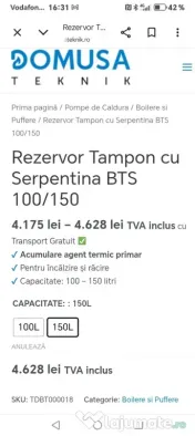 Puffer cu serpentina bts150