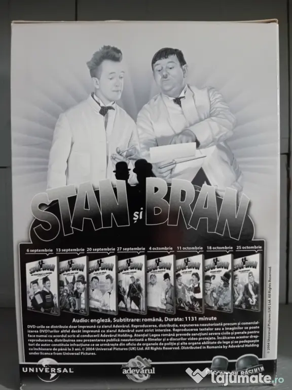 Colecție completă Stan și Bran, 8 DVD-uri originale Adevărul + suport carton