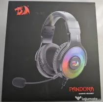 Casti gaming Redragon Pandora H350, iluminare RGB, USB, Negru