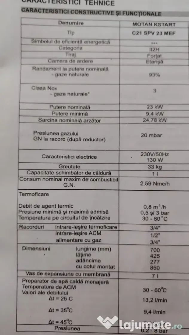 Centrala termica pe gaz ''Motan K Start C21 SPV 23 MEF'', inca in folosinta.