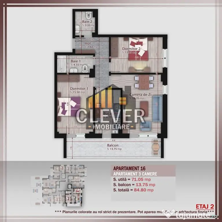 Apartament 3 camere-Comision 0% Metrou Teclu - Pallady