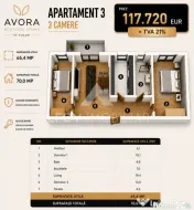 Avora Boutique Tunari, apartament 3 camere, langa Cosmopolis