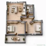 Apartament cu 3 camere și balcon de 8 mp, etajul 1