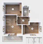 Apartament cu 3 camere și balcon de 8 mp, etajul 1 