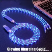 Cablu de Incarcare 3 in 1 Type C, Micro USB, Apple Lightning iPhone cu LED-uri 