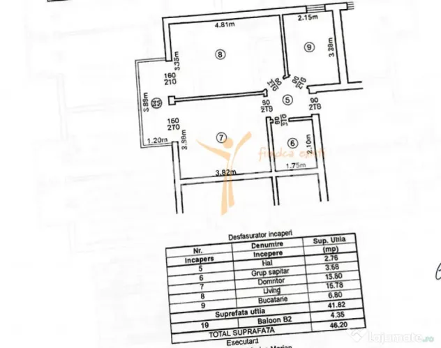 Apartament 2 camere decomandat, 46 mp,loc parcare, Rediu