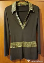 Roxy Fashion - bluza dama gulerul și banda taliei model leopard, M