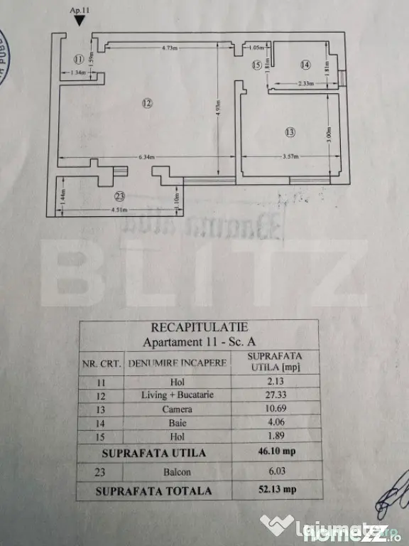 Apartament de vanzare, 46 mp, zona Bucium - Iasi (Iasi)