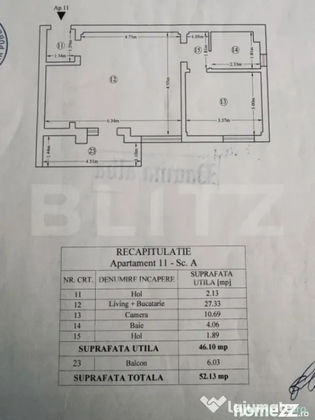 Apartament de vanzare, 46 mp, zona Bucium - Iasi (Iasi)
