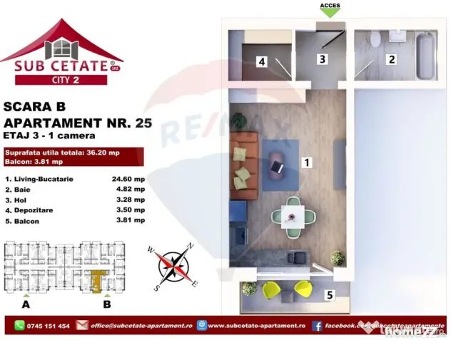 Garsoniera de vanzare Subcetate City-Green Residence - Sanpetru (Brasov)