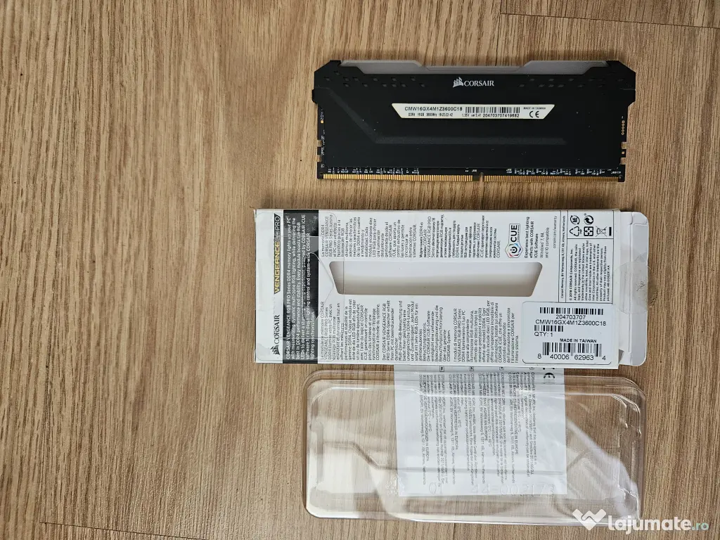 Memorie RAM Corsair VENGEANCE® RGB PRO 16GB, DDR4, 3600MHz, CL18 Memory