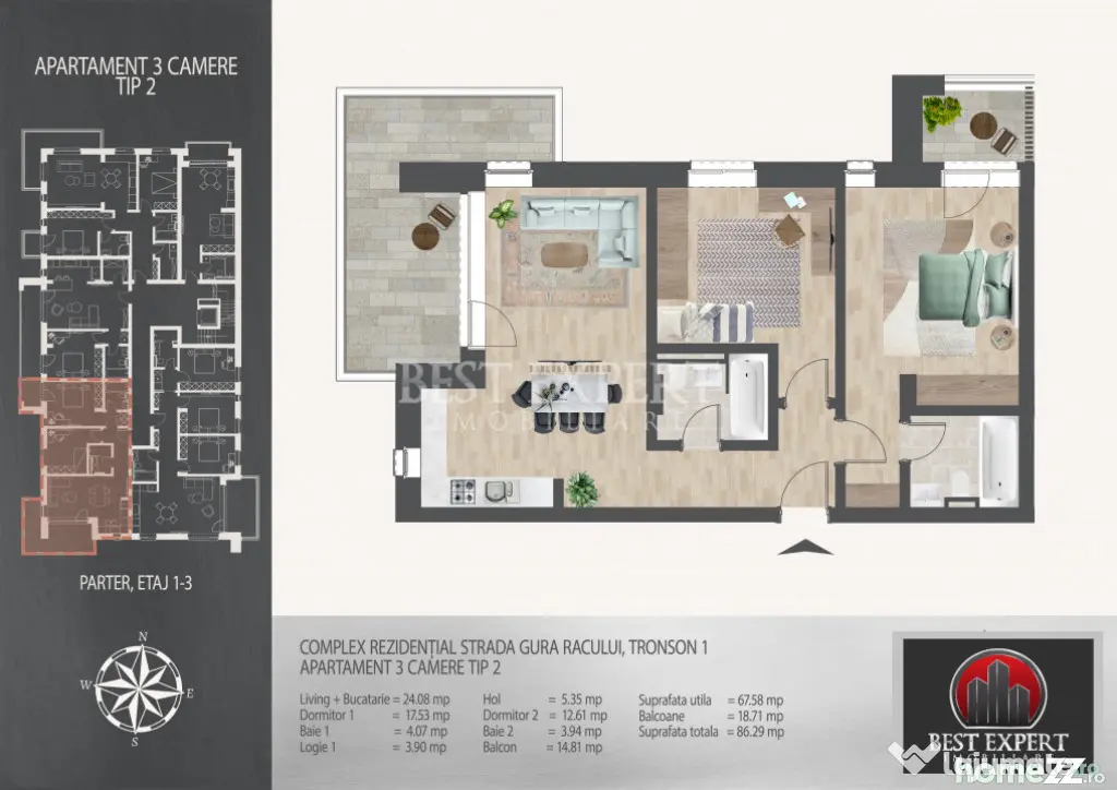 3 Camere Ideal Familie -7 minute metrou N.Teclu - Bucuresti (Bucuresti-Ilfov)