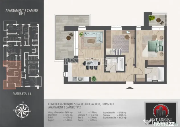 3 Camere Ideal Familie -7 minute metrou N.Teclu - Bucuresti (Bucuresti-Ilfov)