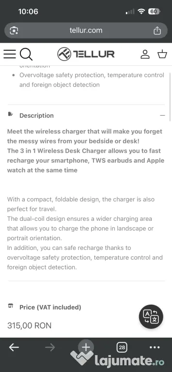 Incarcator wireless 3 in 1