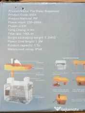 Dispenser apă pentru animale de companie 