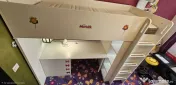 Pat supraetajat copil + dulap haine + birou cu 4 sertare + bibliotecă alb, IKEA 