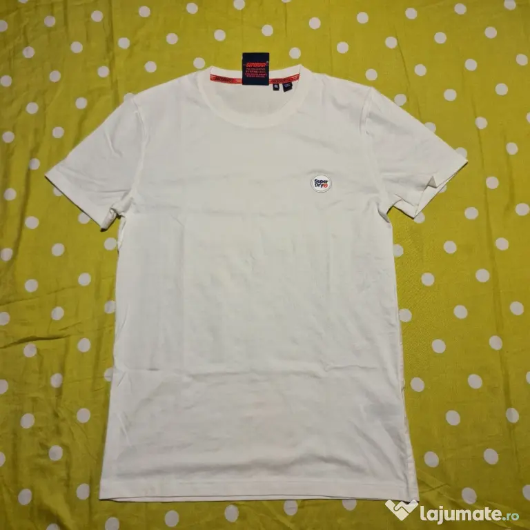 Superdry Tricou Alb Logo Brodat Bărbați Mărimea S Ca și Nou Original