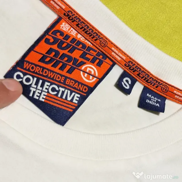 Superdry Tricou Alb Logo Brodat Bărbați Mărimea S Ca și Nou Original