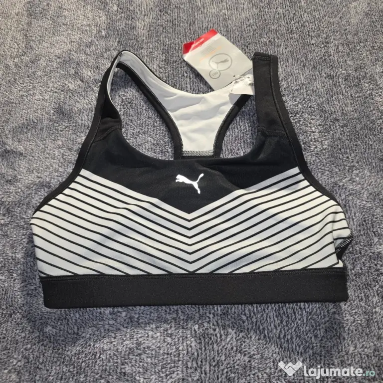 Bustieră sport Puma damă S alb-negru nouă cu etichetă