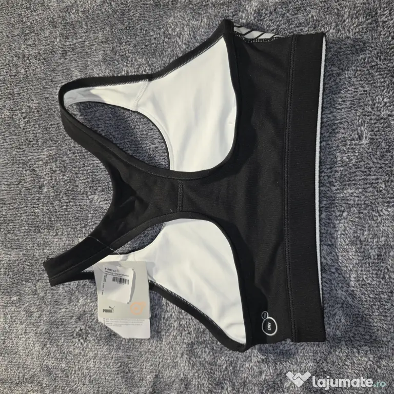 Bustieră sport Puma damă S alb-negru nouă cu etichetă