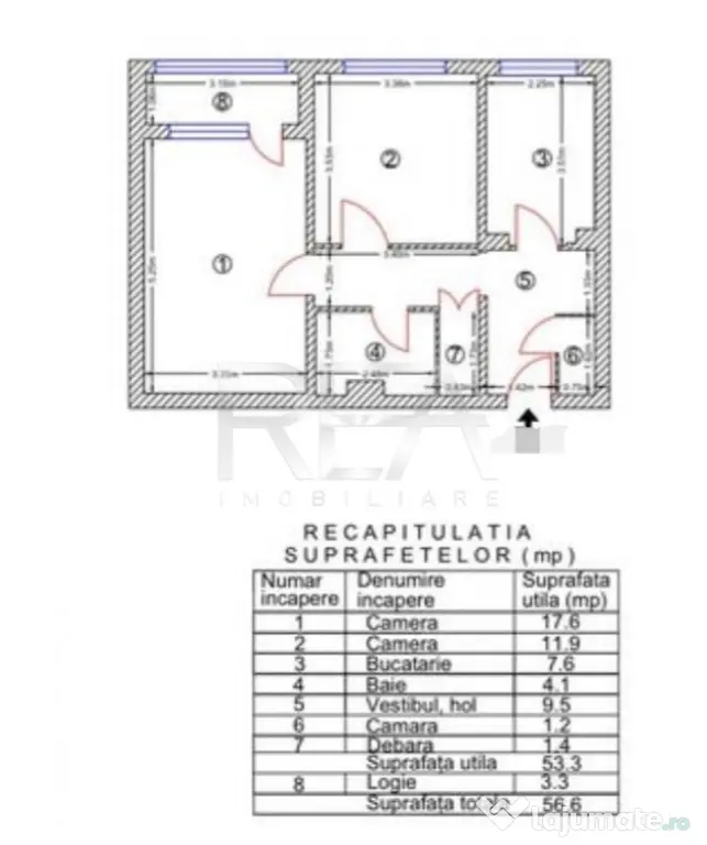 2 camere, et 8/10, 57 mp, bloc 1979-Lujerului