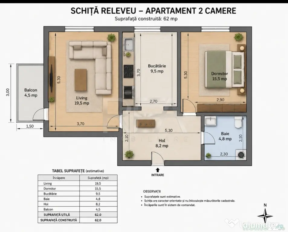 2 camere, renovat 2025 | 62 mp | Ideal investiție | Apără