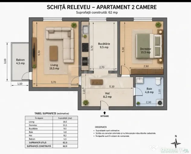2 camere, renovat 2025 | 62 mp | Ideal investiție | Apără