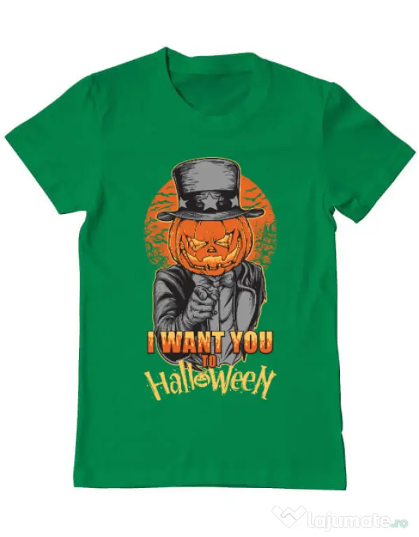 Tricou ADLER barbat I want you to halloween Verde mediu