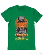 Tricou ADLER barbat I want you to halloween Verde mediu