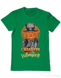 Tricou ADLER barbat I want you to halloween Verde mediu