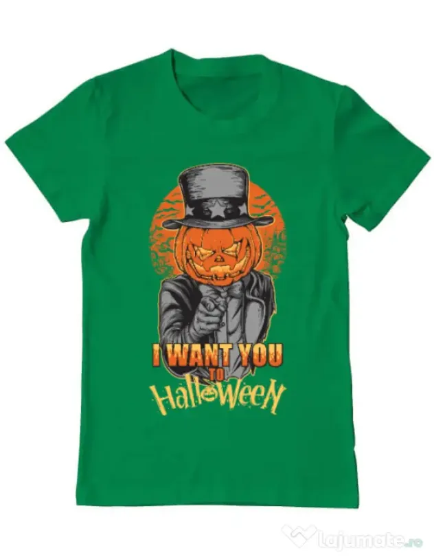 Tricou ADLER barbat I want you to halloween Verde mediu