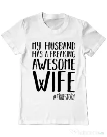 Tricou ADLER barbat Awesome wife Alb