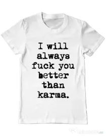 Tricou ADLER barbat Better than karma Alb
