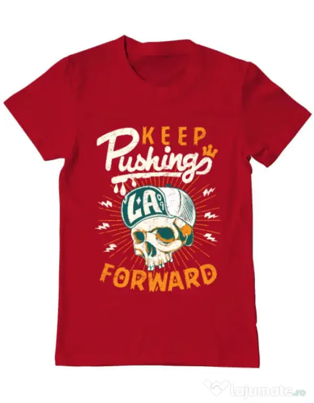 Tricou ADLER barbat Keep pushing Rosu