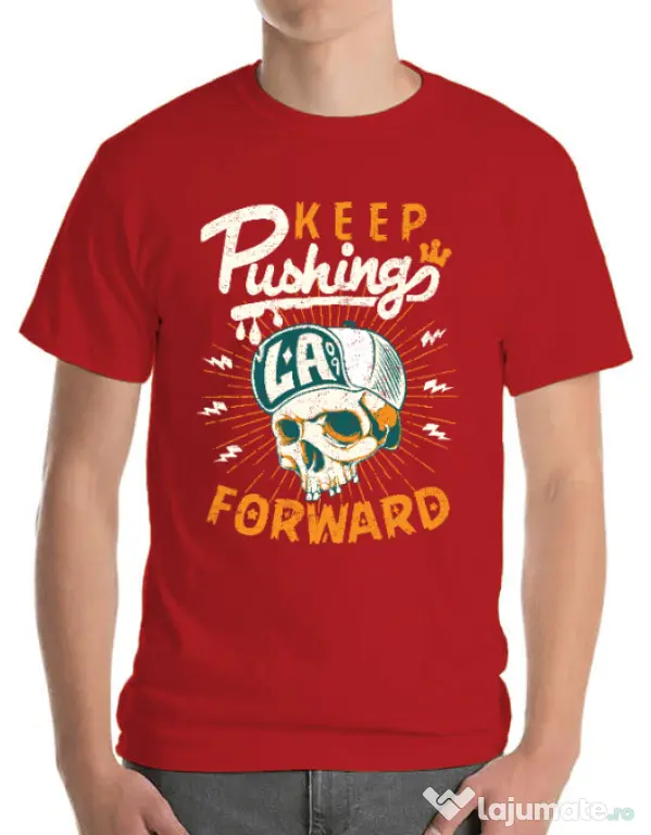 Tricou ADLER barbat Keep pushing Rosu