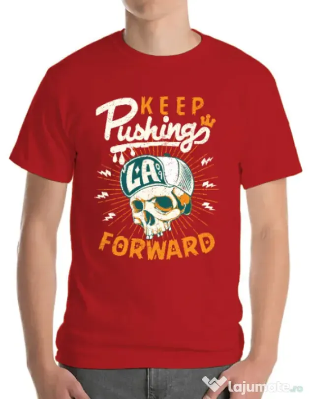 Tricou ADLER barbat Keep pushing Rosu