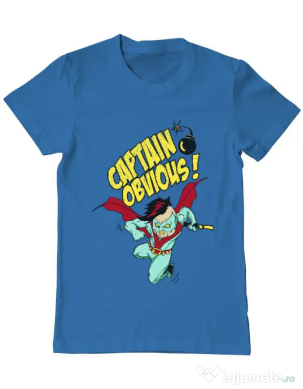 Tricou ADLER barbat Captain obvious Albastru azuriu