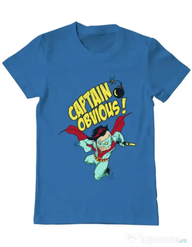 Tricou ADLER barbat Captain obvious Albastru azuriu
