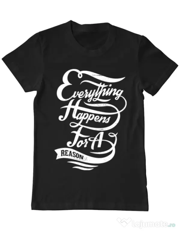 Tricou ADLER barbat Everything happens for a reason Negru
