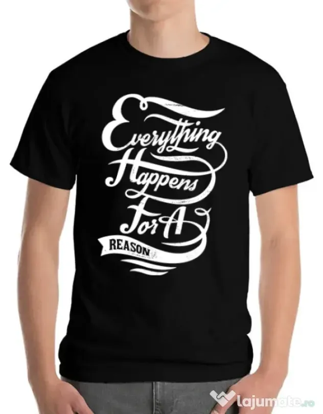 Tricou ADLER barbat Everything happens for a reason Negru
