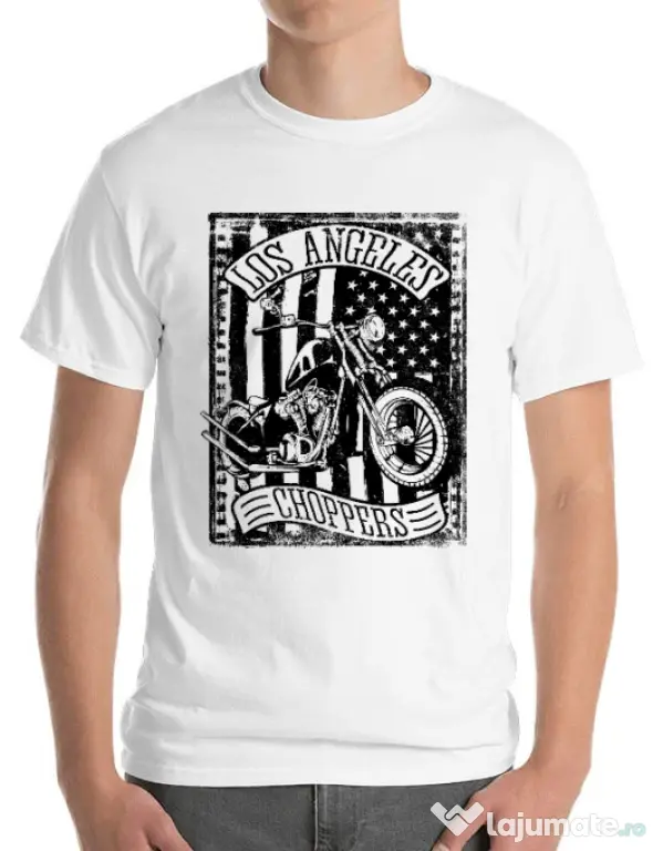 Tricou ADLER barbat Flag and bike Alb