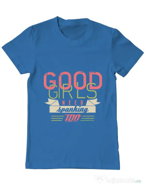 Tricou ADLER barbat Good girls need spanking Albastru azuriu