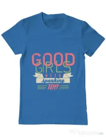 Tricou ADLER barbat Good girls need spanking Albastru azuriu