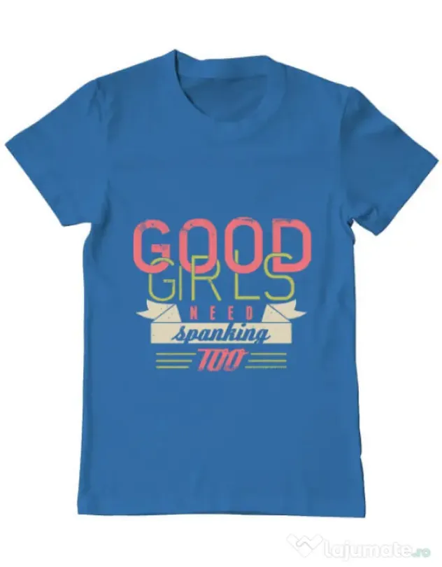 Tricou ADLER barbat Good girls need spanking Albastru azuriu