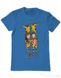 Tricou ADLER barbat Giraffes love Albastru azuriu